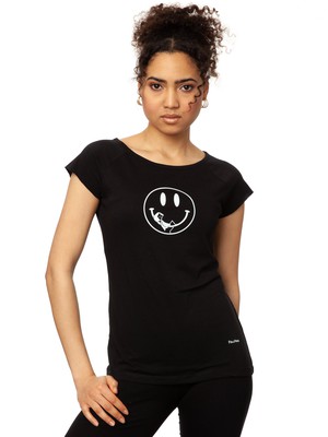 Smiley Cap Sleeve black from FellHerz T-Shirts - bio, fair & vegan