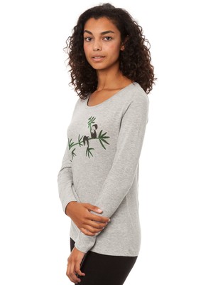 Faultier Longsleeve heather grey from FellHerz T-Shirts - bio, fair & vegan