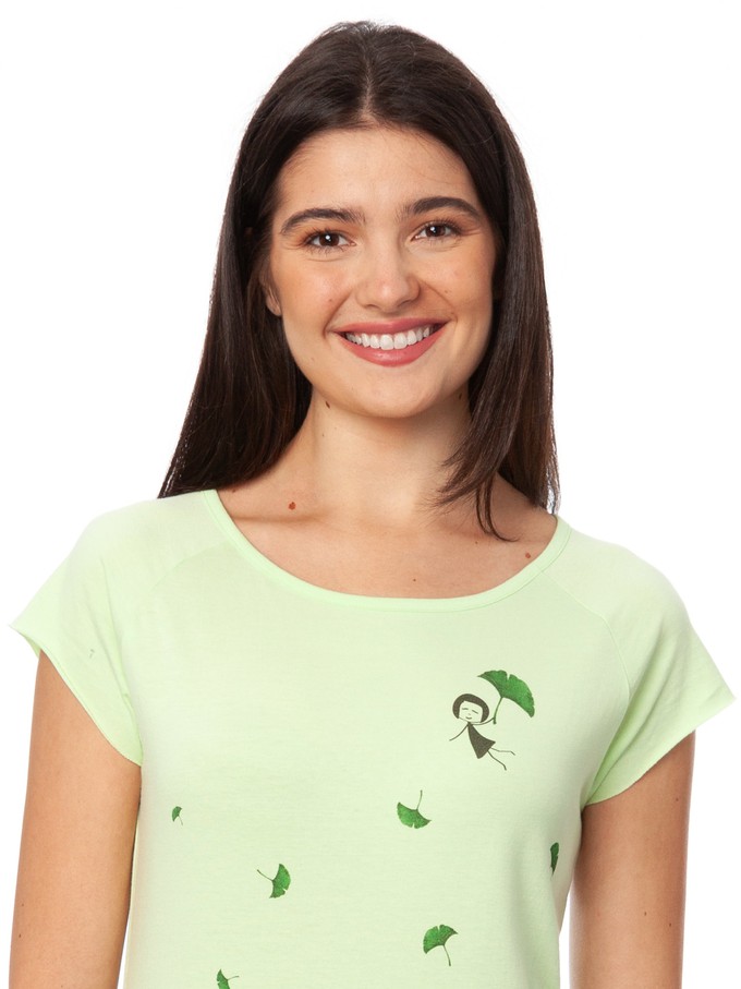 Gingko Girl Cap Sleeve lime green from FellHerz T-Shirts - bio, fair & vegan