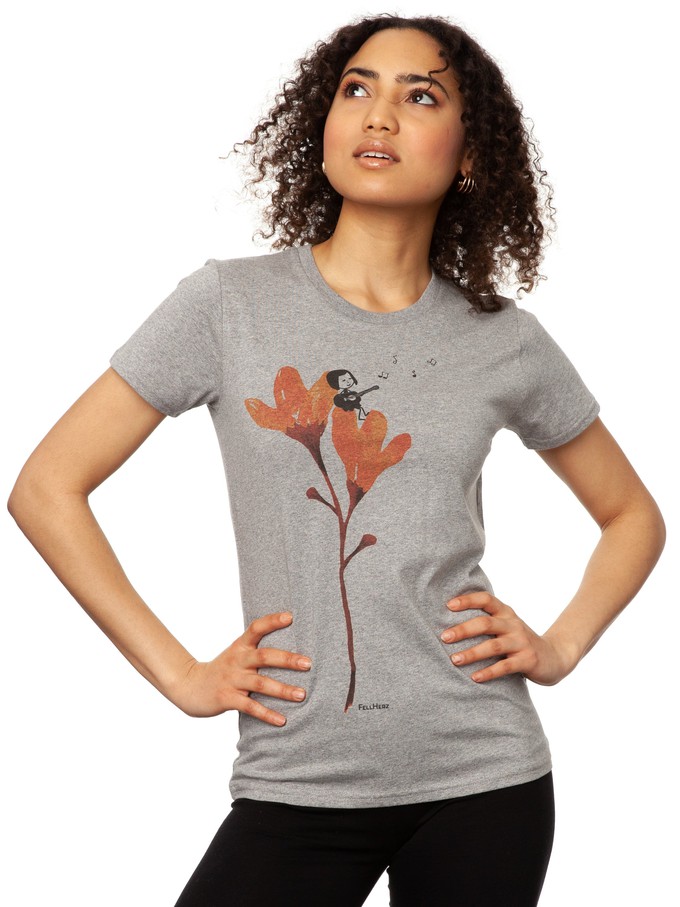 Gitarrenmädchen T-Shirt melange grey from FellHerz T-Shirts - bio, fair & vegan