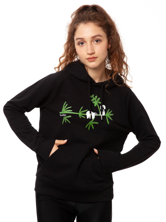 Faultier Hoodie black from FellHerz T-Shirts - bio, fair & vegan