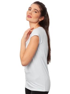 Saxofonmädchen Cap Sleeve sky blue from FellHerz T-Shirts - bio, fair & vegan
