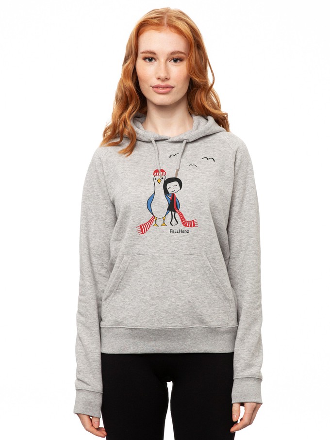 Möwen-Liebe Hoodie heather grey from FellHerz T-Shirts - bio, fair & vegan