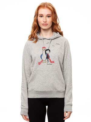 Möwen-Liebe Hoodie heather grey from FellHerz T-Shirts - bio, fair & vegan
