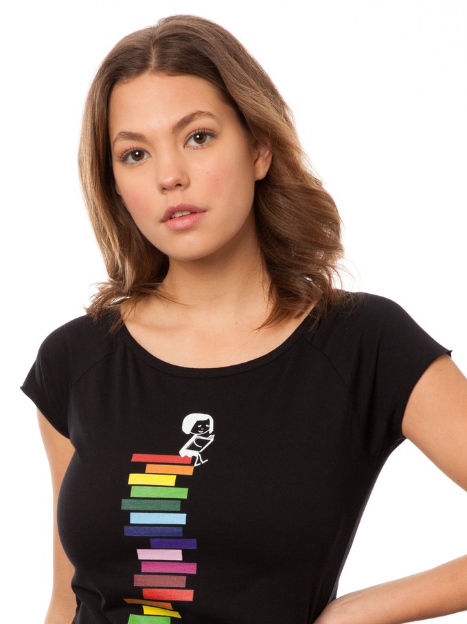 Books Girl Cap Sleeve black from FellHerz T-Shirts - bio, fair & vegan