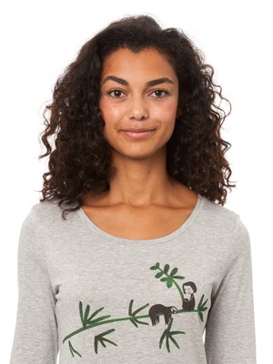Faultier Longsleeve heather grey from FellHerz T-Shirts - bio, fair & vegan
