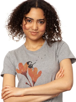 Gitarrenmädchen T-Shirt melange grey from FellHerz T-Shirts - bio, fair & vegan