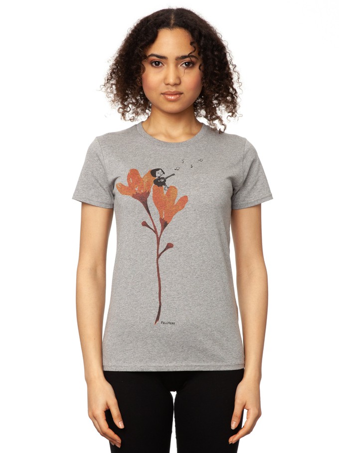 Gitarrenmädchen T-Shirt melange grey from FellHerz T-Shirts - bio, fair & vegan