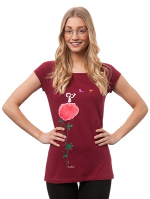 Kranichflug Cap Sleeve ruby from FellHerz T-Shirts - bio, fair & vegan