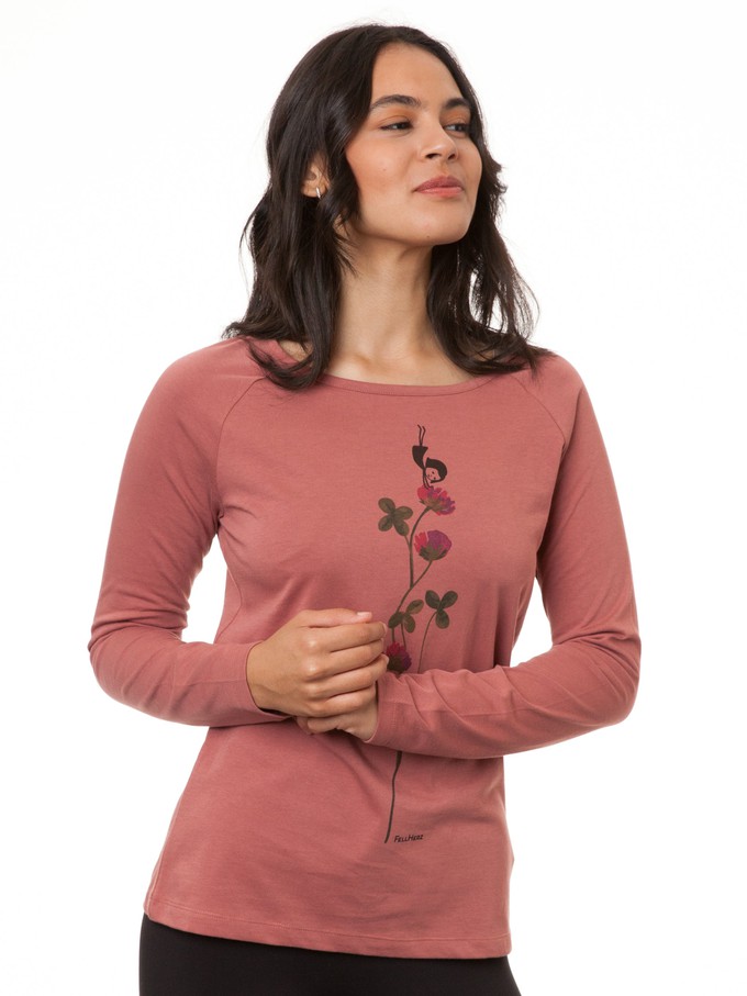 Raglan Longsleeve Glücksklee canyan rose from FellHerz T-Shirts - bio, fair & vegan Raglan Longsleeve Glücksklee canyan rose from FellHerz T-Shirts - bio, fair & vegan