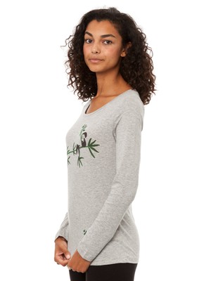 Faultier Longsleeve heather grey from FellHerz T-Shirts - bio, fair & vegan