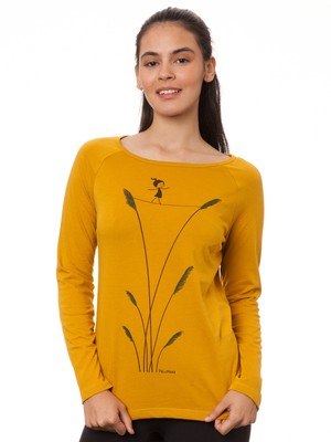 Raglan Longsleeve Seiltanz harvest gold from FellHerz T-Shirts - bio, fair & vegan Raglan Longsleeve Seiltanz harvest gold from FellHerz T-Shirts - bio, fair & vegan