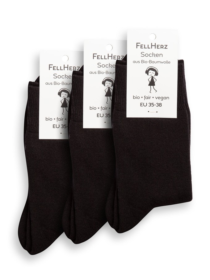 3er Pack warme Kuschel-Socken mit Bio-Baumwolle schwarz from FellHerz T-Shirts - bio, fair & vegan