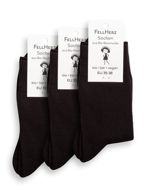 3er Pack warme Kuschel-Socken mit Bio-Baumwolle schwarz from FellHerz T-Shirts - bio, fair & vegan