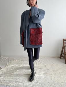 The “BLUE GREY - RED” Beautified/Edited Blazer - One Size via Fitolojio Workshop