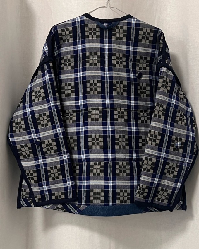 Our "BLUE STRIPES " UNISEX Reversible Blankets Made COAT - S/M/L from Fitolojio Workshop