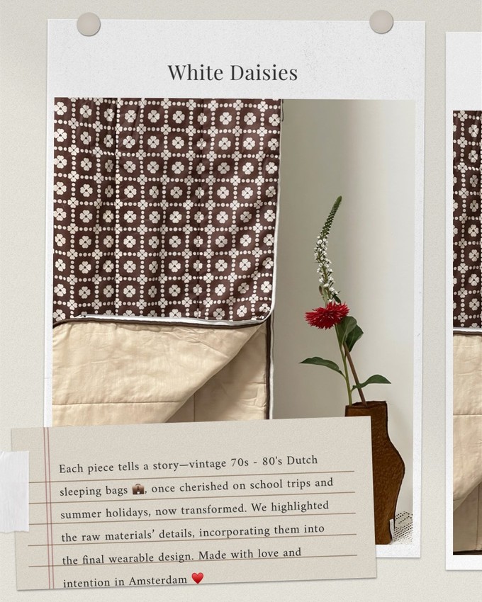 Our "WHITE DAISIES"  Reversible Blanket Made COAT - M from Fitolojio Workshop