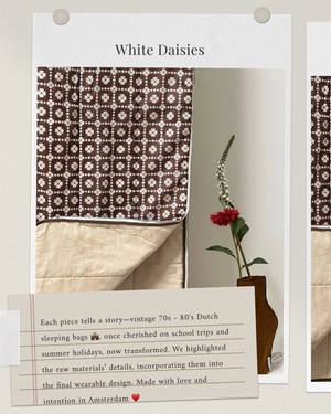 Our "WHITE DAISIES"  Reversible Blanket Made COAT - M from Fitolojio Workshop