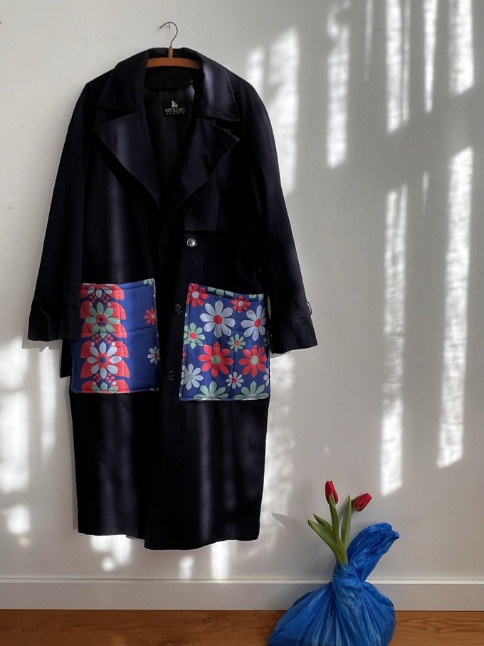 The "BLUE FLOWERS " - Beautified/Edited Trench Coat - One Size from Fitolojio Workshop