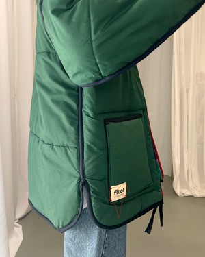 Our "LISA'S STRIPES"  Reversible Blanket Made COAT - M/L from Fitolojio Workshop