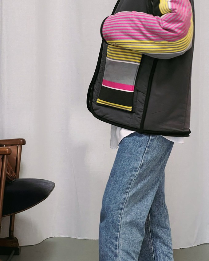 Our "SYNTH STRIPES"  Reversible Blanket Made COAT - M from Fitolojio Workshop