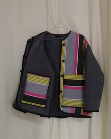 Our "SYNTH STRIPES"  Reversible Blanket Made COAT - M via Fitolojio Workshop