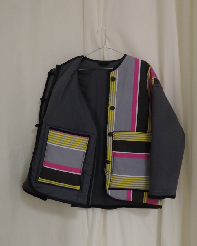 Our "SYNTH STRIPES"  Reversible Blanket Made COAT - M from Fitolojio Workshop