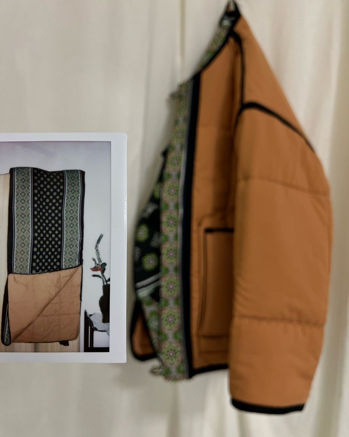 Our "GREEN PAISLEY "  Reversible Blanket Made COAT - XS/S from Fitolojio Workshop