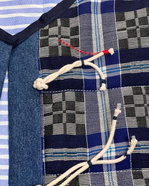 Our "BLUE STRIPES " UNISEX Reversible Blankets Made COAT - S/M/L from Fitolojio Workshop