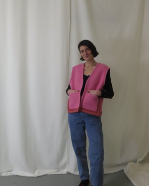 Our "PINK ROSE " Wool Blanket made VEST - M from Fitolojio Workshop