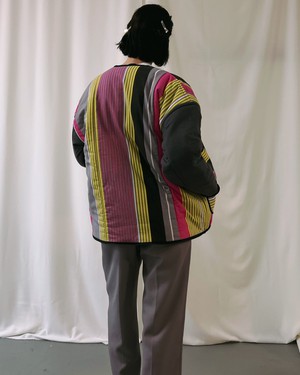 Our "SYNTH STRIPES"  Reversible Blanket Made COAT - M from Fitolojio Workshop