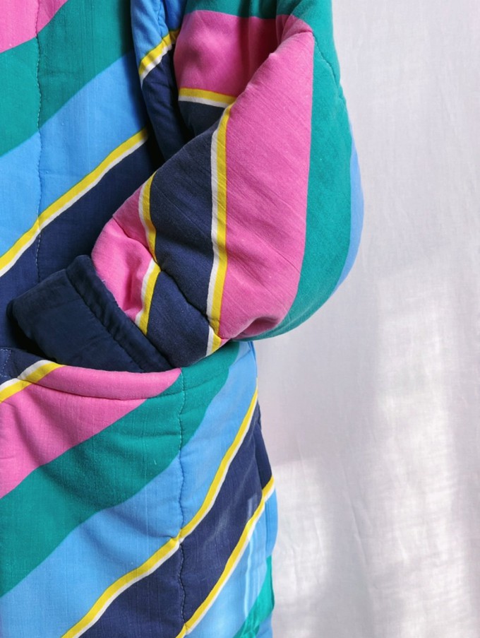 The "STRIPES SKY BLUE" Blankets Made Collar COAT - M from Fitolojio Workshop