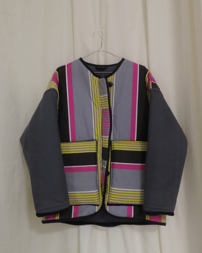 Our "SYNTH STRIPES"  Reversible Blanket Made COAT - M from Fitolojio Workshop