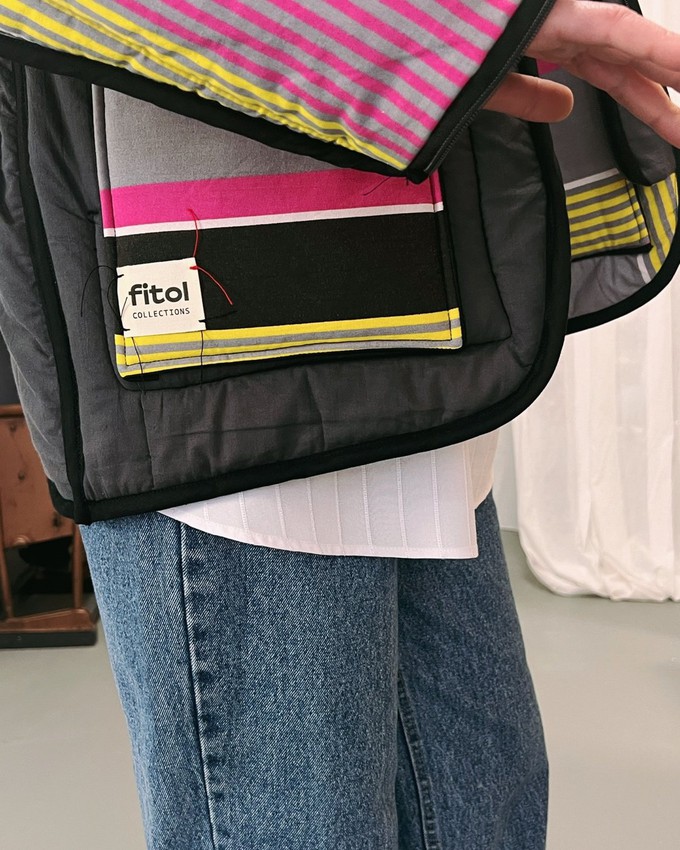 Our "SYNTH STRIPES"  Reversible Blanket Made COAT - M from Fitolojio Workshop