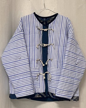 Our "BLUE STRIPES " UNISEX Reversible Blankets Made COAT - S/M/L from Fitolojio Workshop