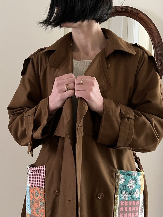 The "BROWN COCOA" - Patchworked Beautified/Edited Trench Coat - S/M Fit from Fitolojio Workshop