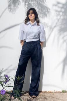 9-to-Wine Blouse - Blue Stripe via Floria Collective