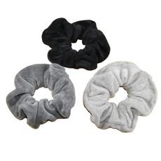 Scrunchies - Haargummis - 3er Set grau & schwarz via Frija Omina