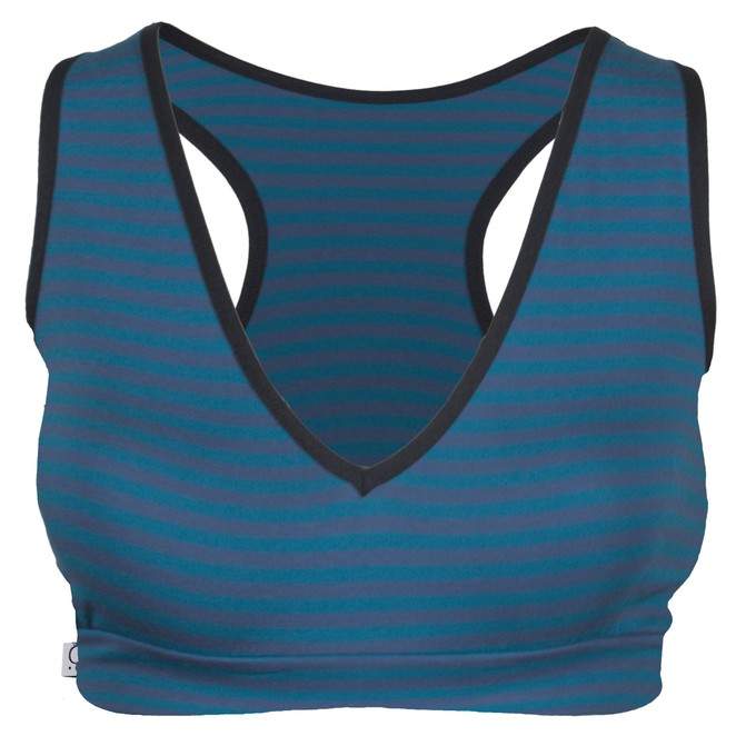 Bio Sport-Top Athla petrol-indigo gestreift (blau) from Frija Omina