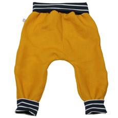 Mitwachsende Bio-Hanfhose safran + Streifen via Frija Omina