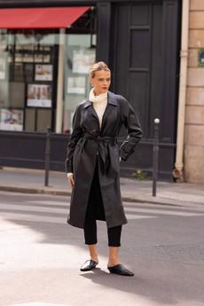 Nadine Faux Leather Trench Coat via GAÂLA