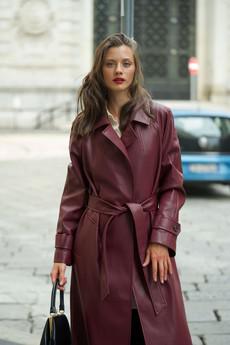 Nadine Faux Leather Trench Coat via GAÂLA