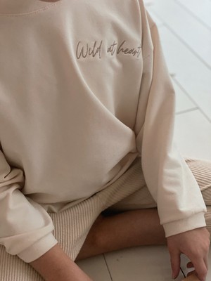 Oversized sweater with text – Ecru from Glow - the store