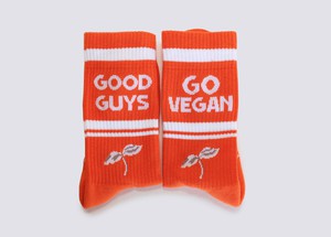 "Go Vegan" crew socks | ORANGE/GREY/INDIGO from Good Guys Go Vegan