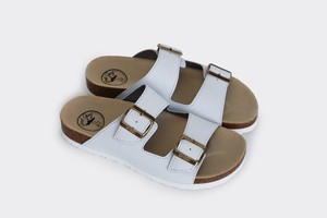 JUNO vegan buckled slide-on |WHITE APPLESKIN™  from Good Guys Go Vegan