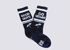 "Go Vegan" crew socks | ORANGE/GREY/INDIGO from Good Guys Go Vegan