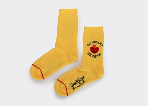 "GO VEGAN?YES PLEASE" comfy crew socks | PINK/YELLOW/BLACK from Good Guys Go Vegan