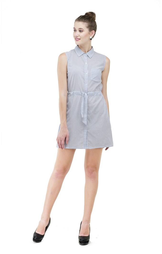 Sleeveless shirt dress with tie belt from Grab Your Garb