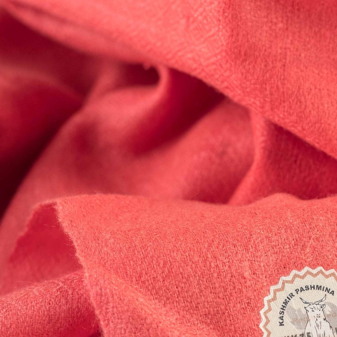 Certified Coral Pink Cashmere Scarf from Heritage Moda