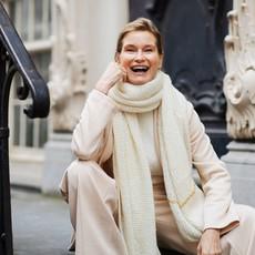 Handmade Cream White Pure Alpaca Scarf via Heritage Moda